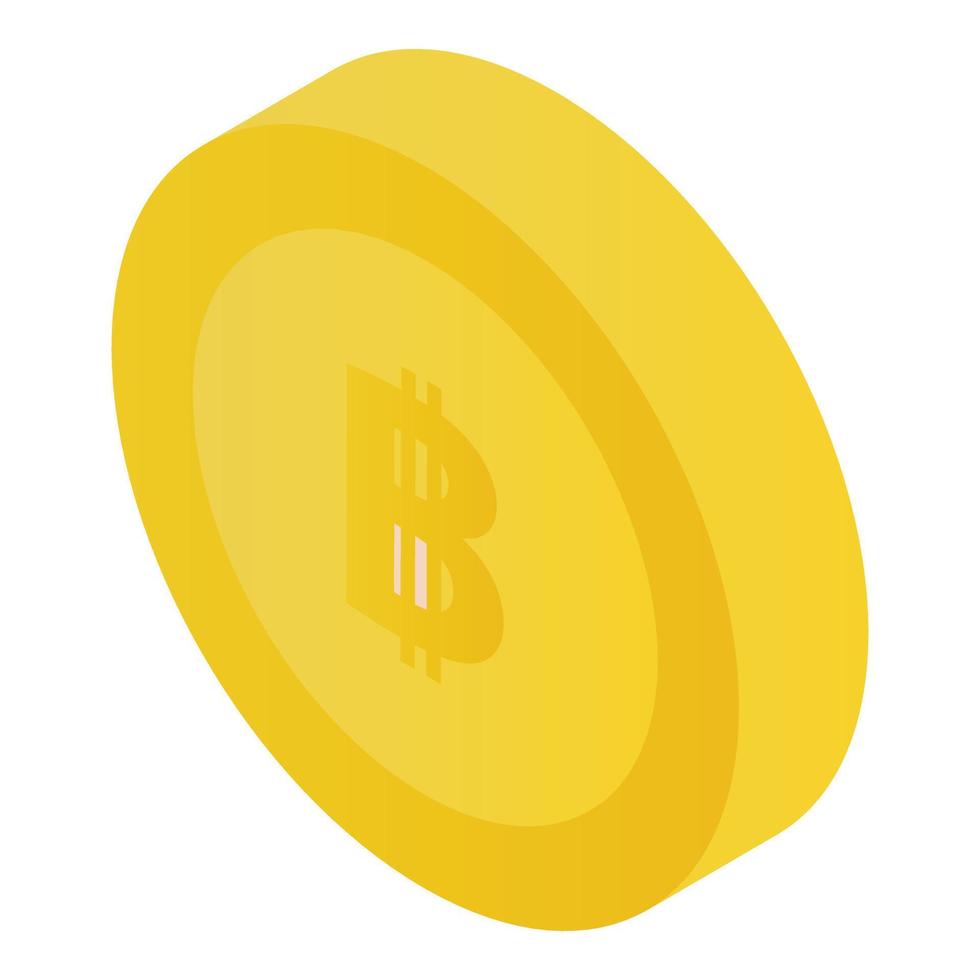 Gold bitcoin icon, isometric style vector