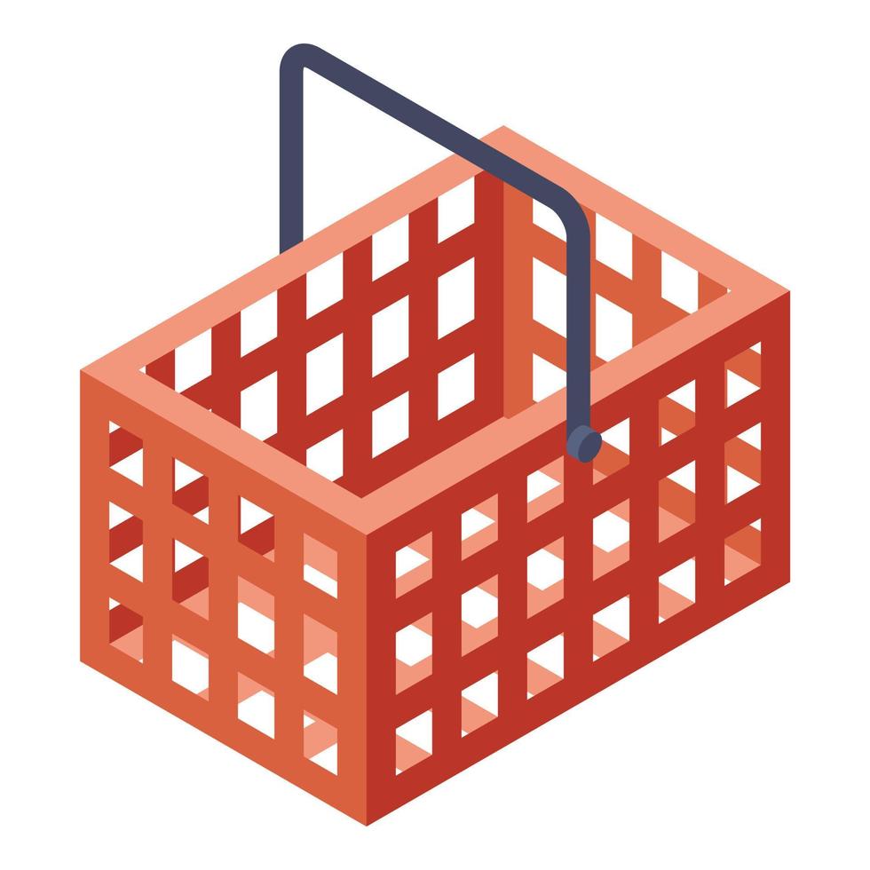 Red shop basket icon, isometric style vector