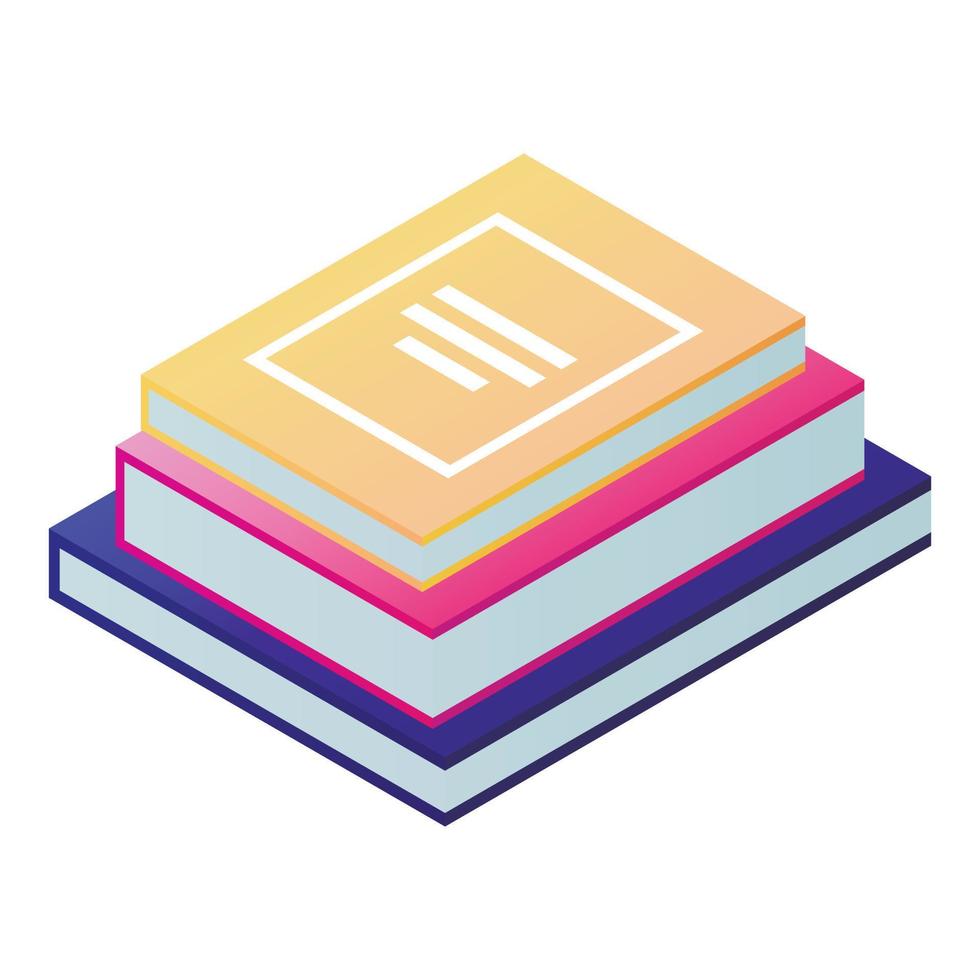 Book stack icon, isometric style vector