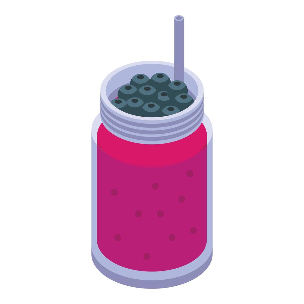 Blackberry smoothie icon, isometric style vector