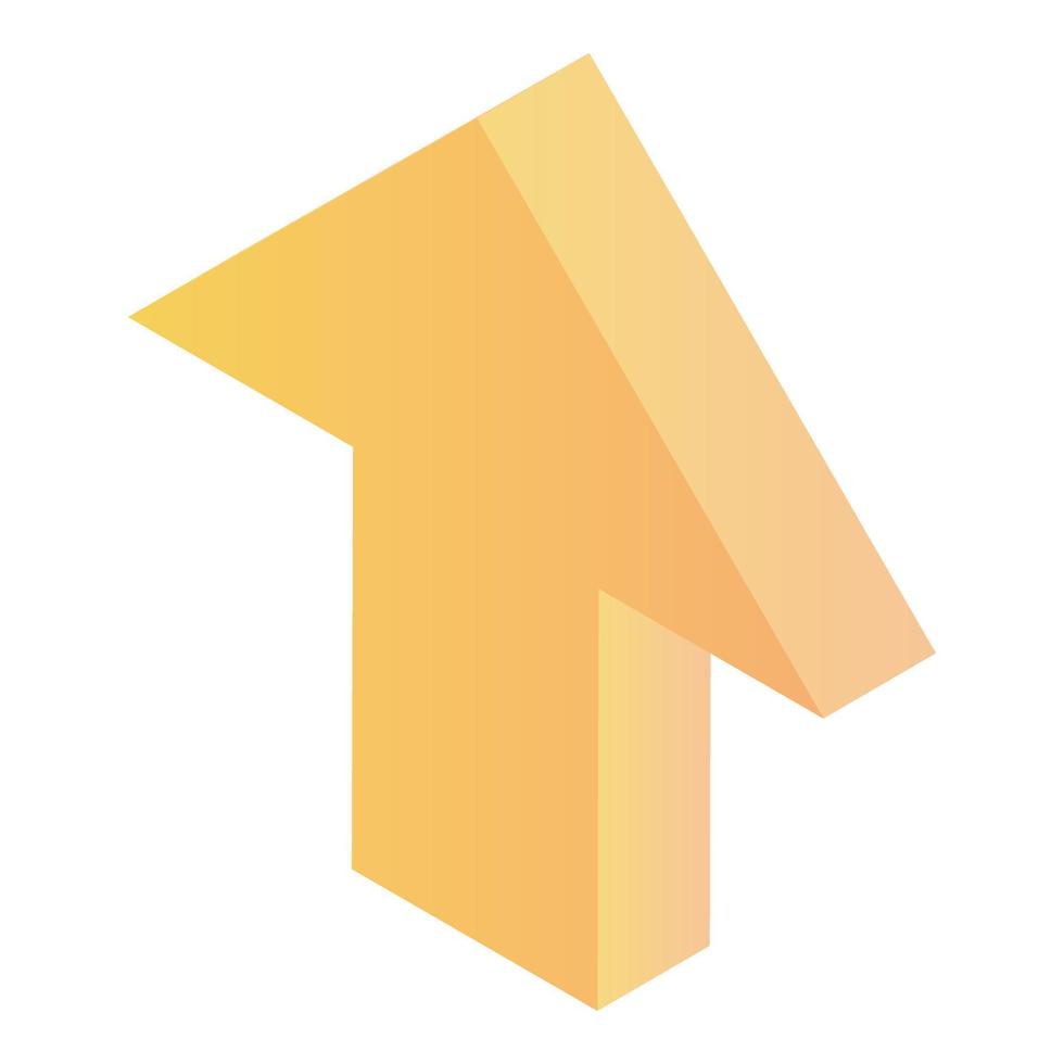 Yellow arrow up icon, isometric style vector