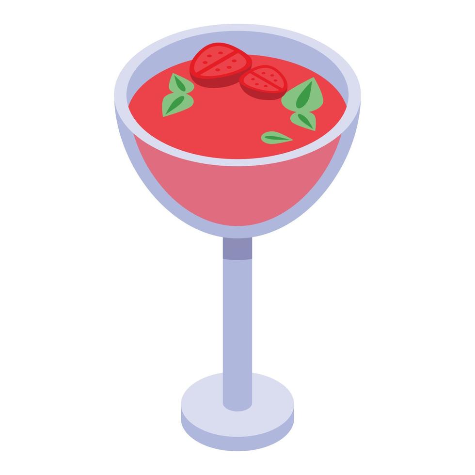 Strawberry smoothie icon, isometric style vector