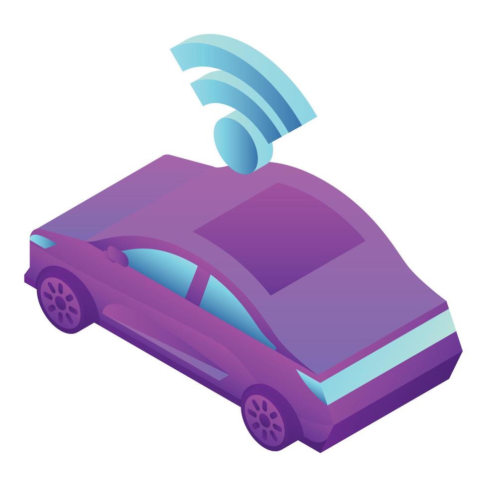 icono de coche sin conductor, estilo isométrico vector