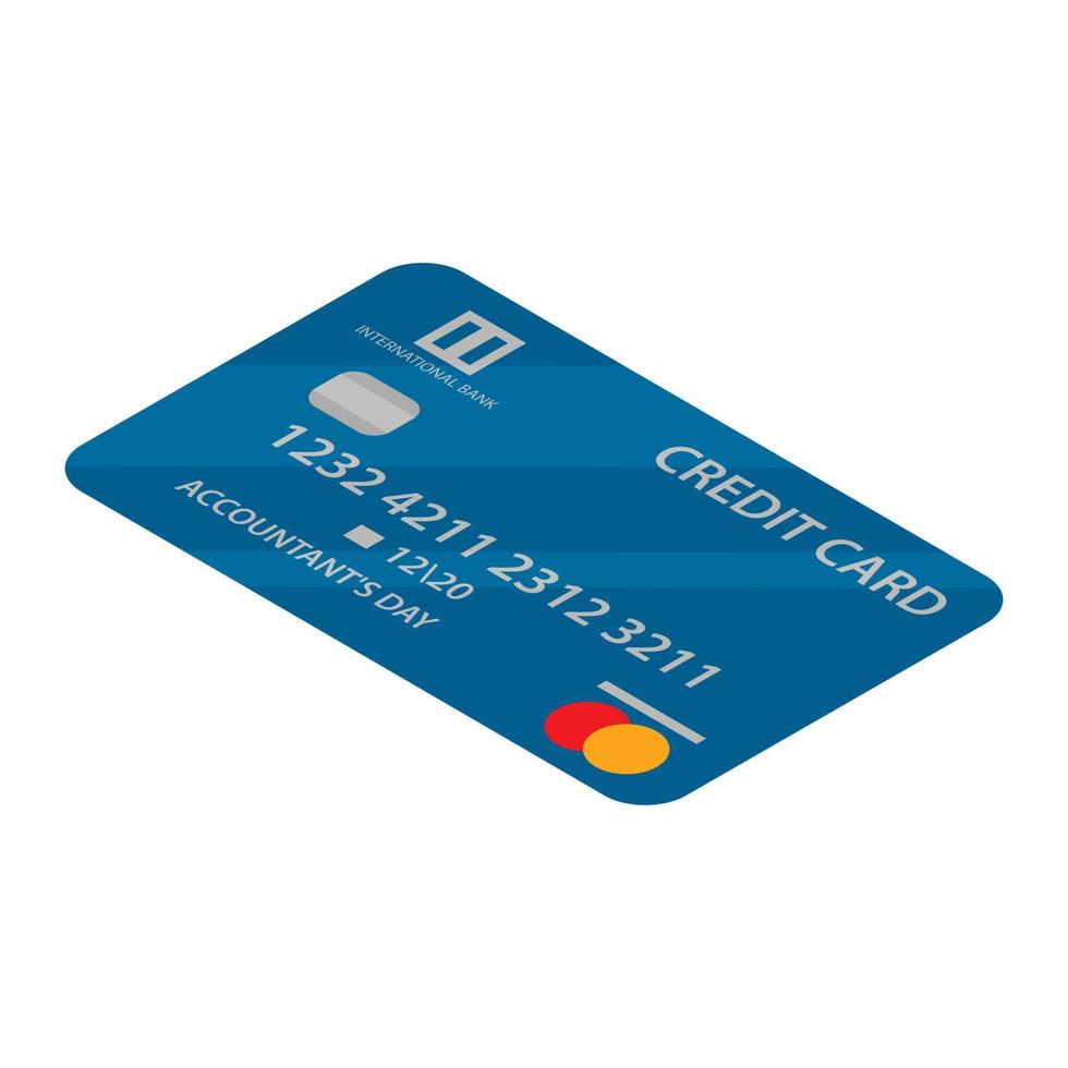 Blue credit card icon, isometric style vector