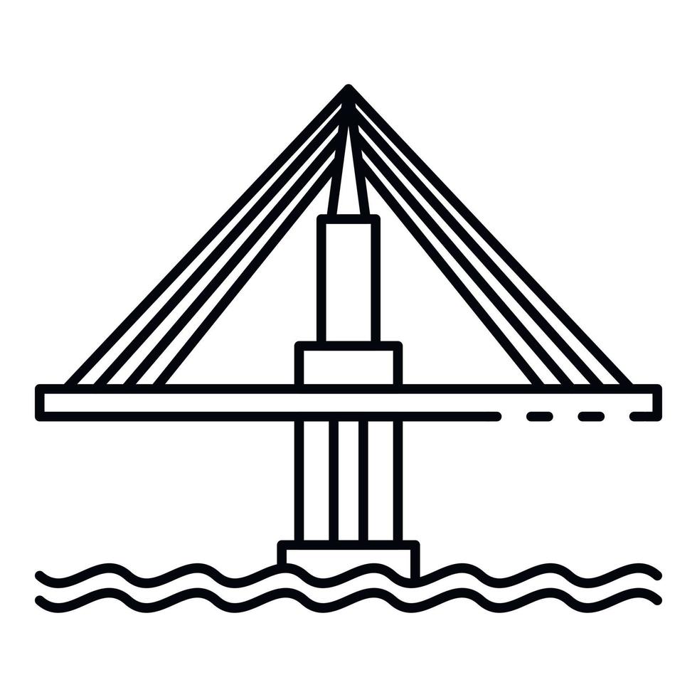 icono de puente de cable, estilo de contorno vector