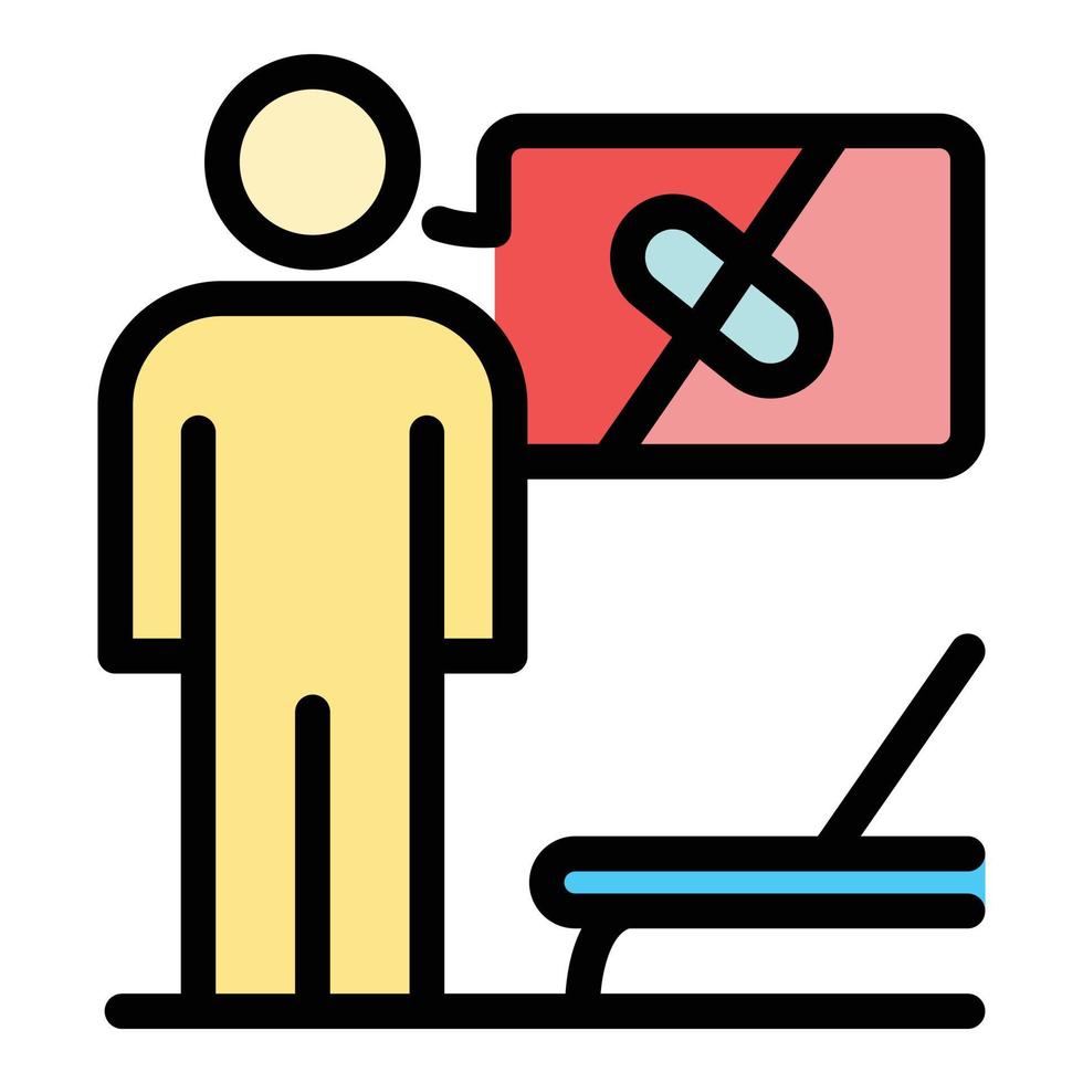 Man and crossed pill icon color outline vector