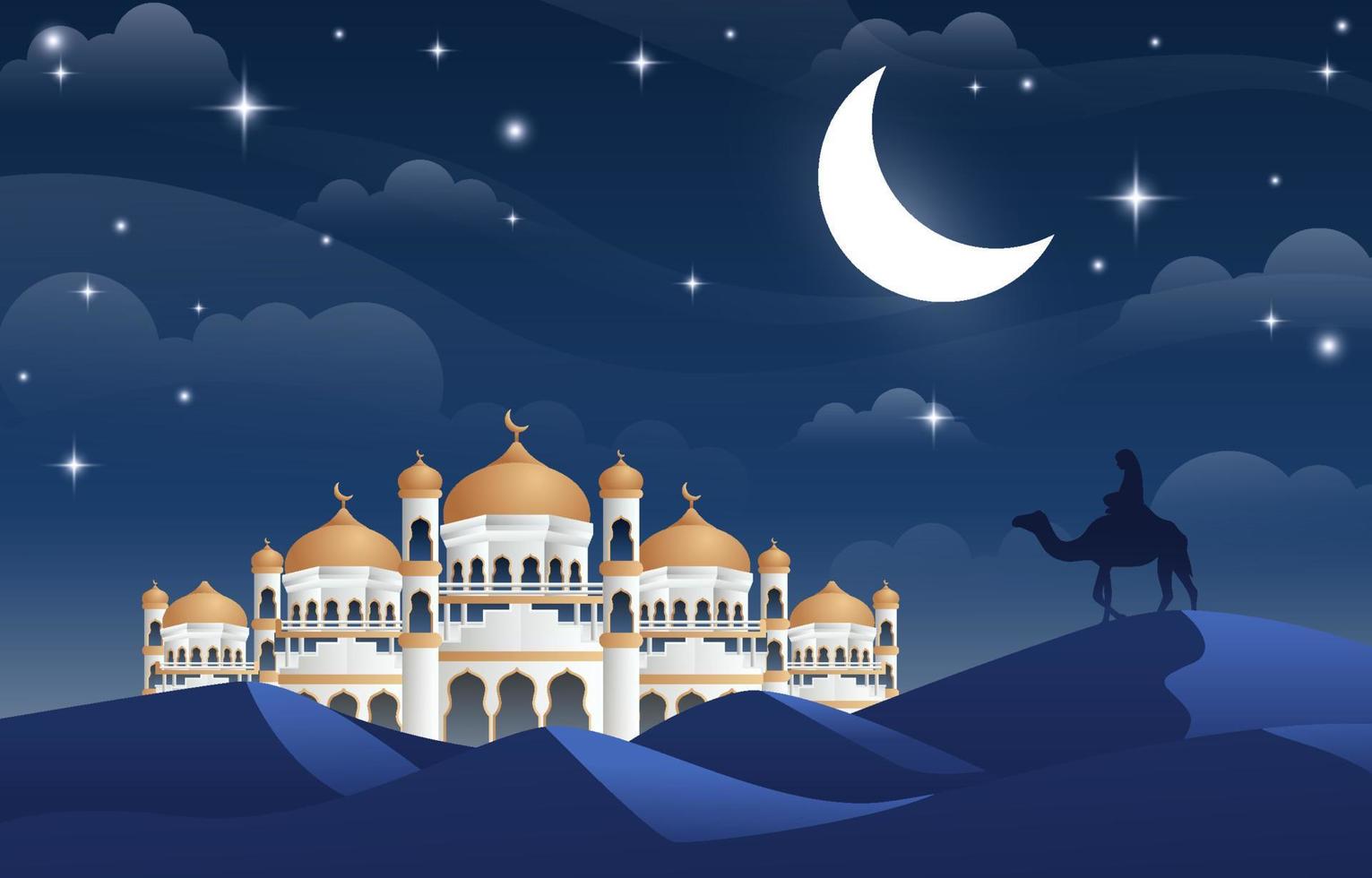 Isra Miraj the Night Journey Background vector