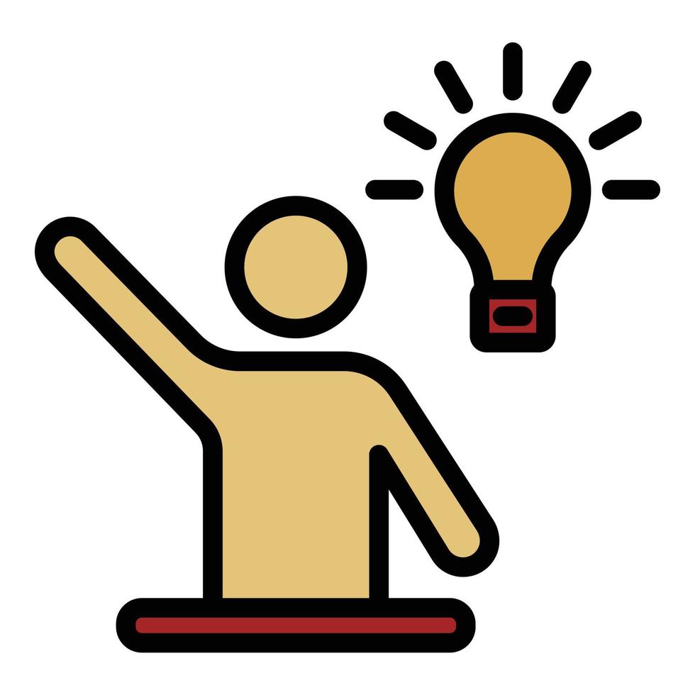 Man bulb idea icon color outline vector