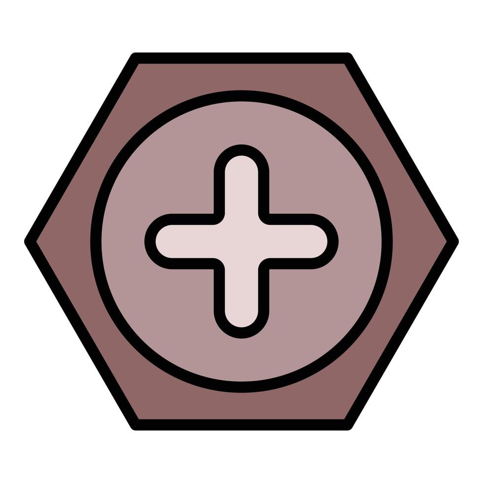 vector de contorno de color de icono de tornillo hexagonal superior