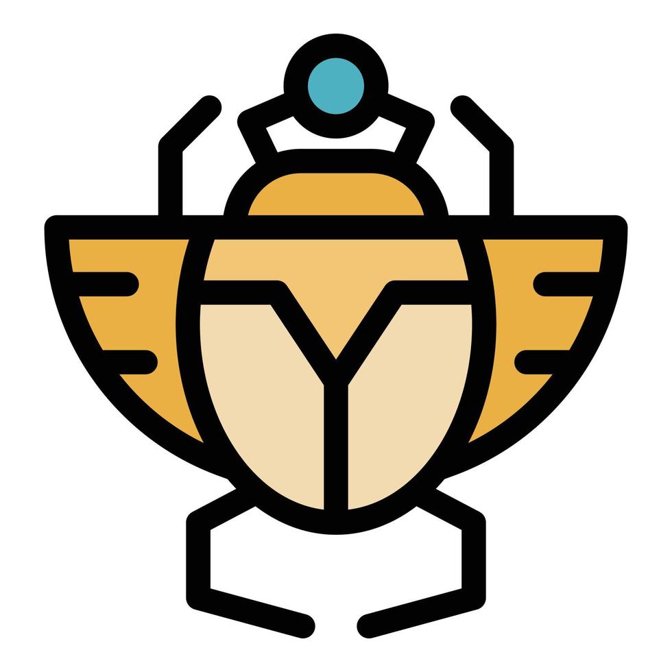 Scarab beetle insect icon color outline vector