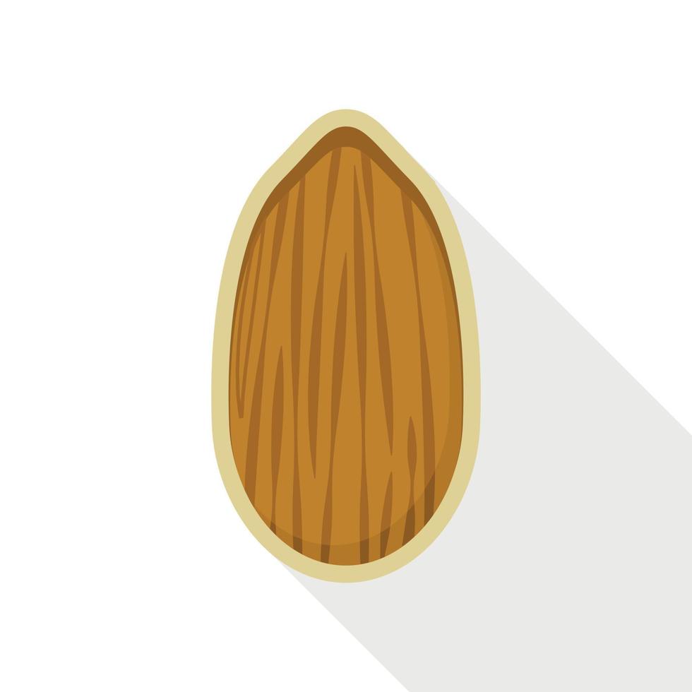 Brown almond icon, flat style vector