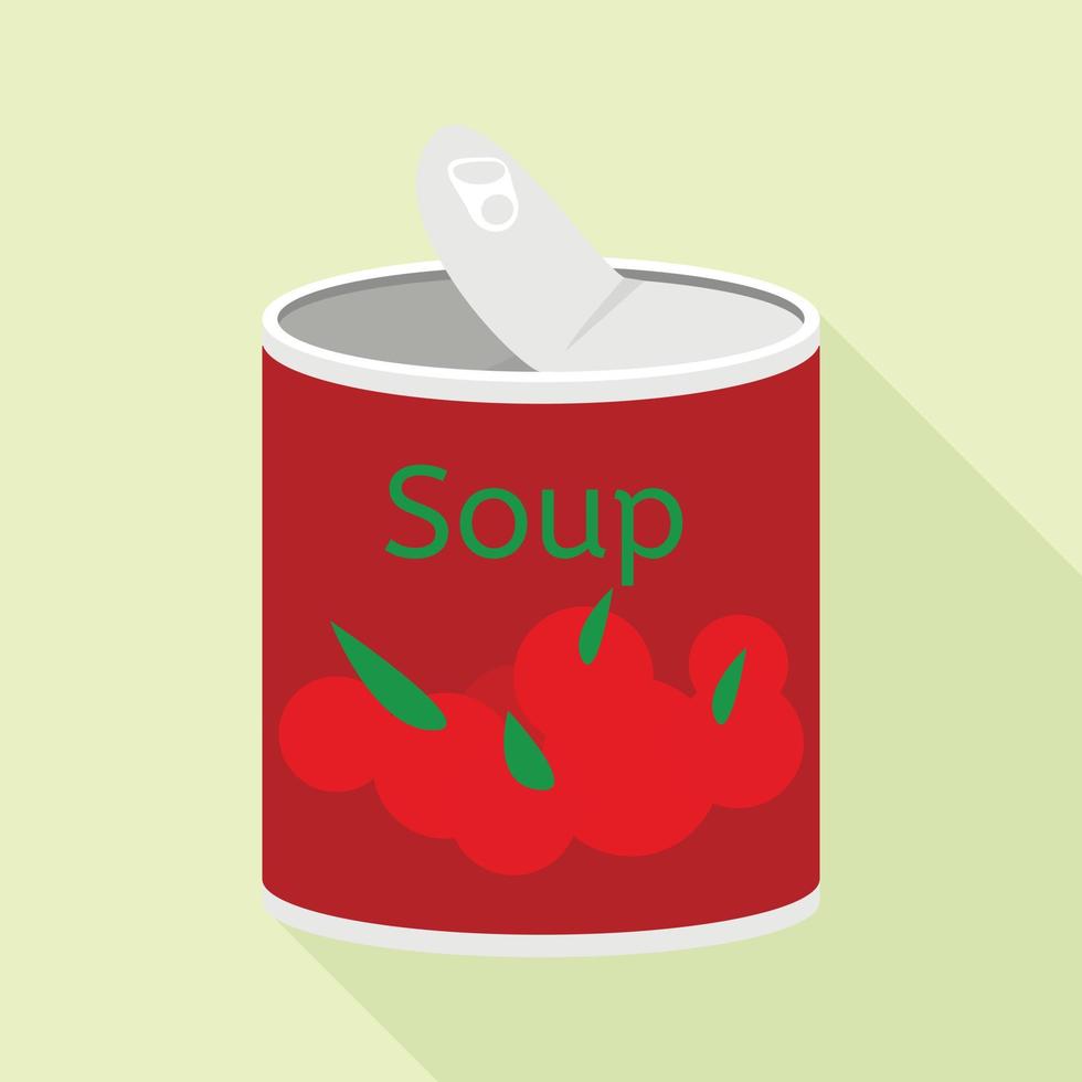 Soup tin can icon, flat style vector