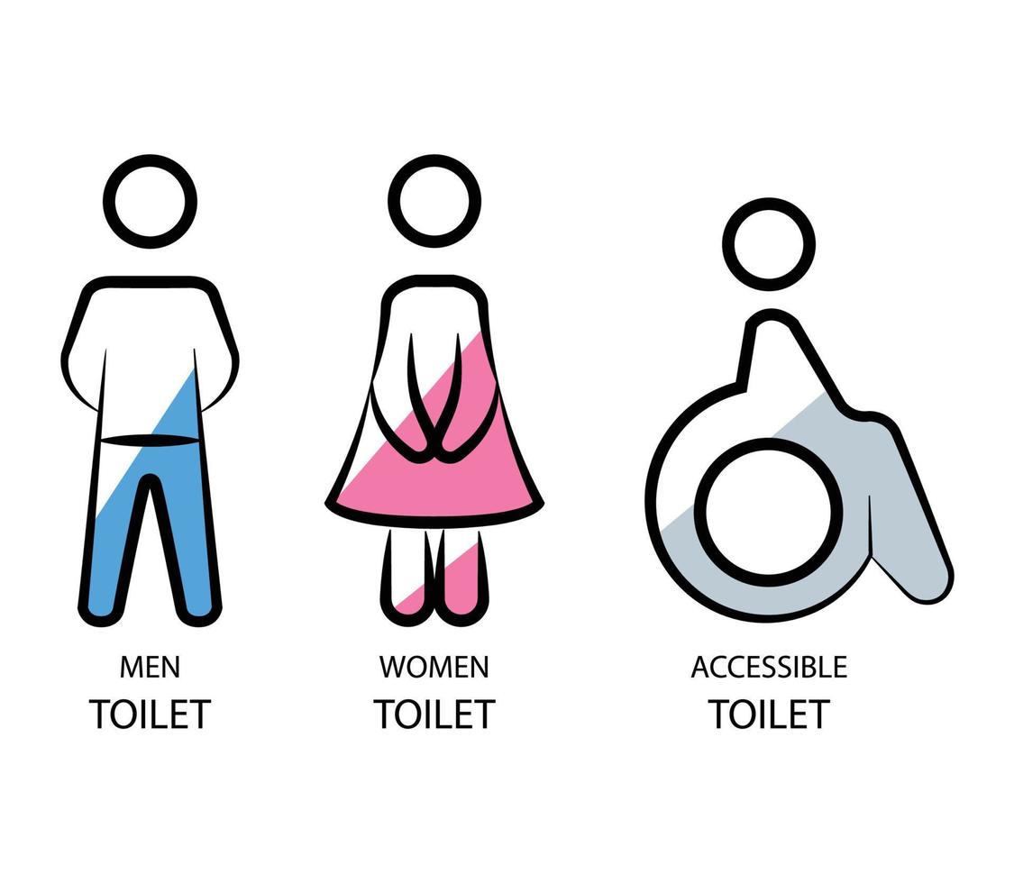 Toilet Signs, wheelchair sign, accessible toilet icon, restroom vector