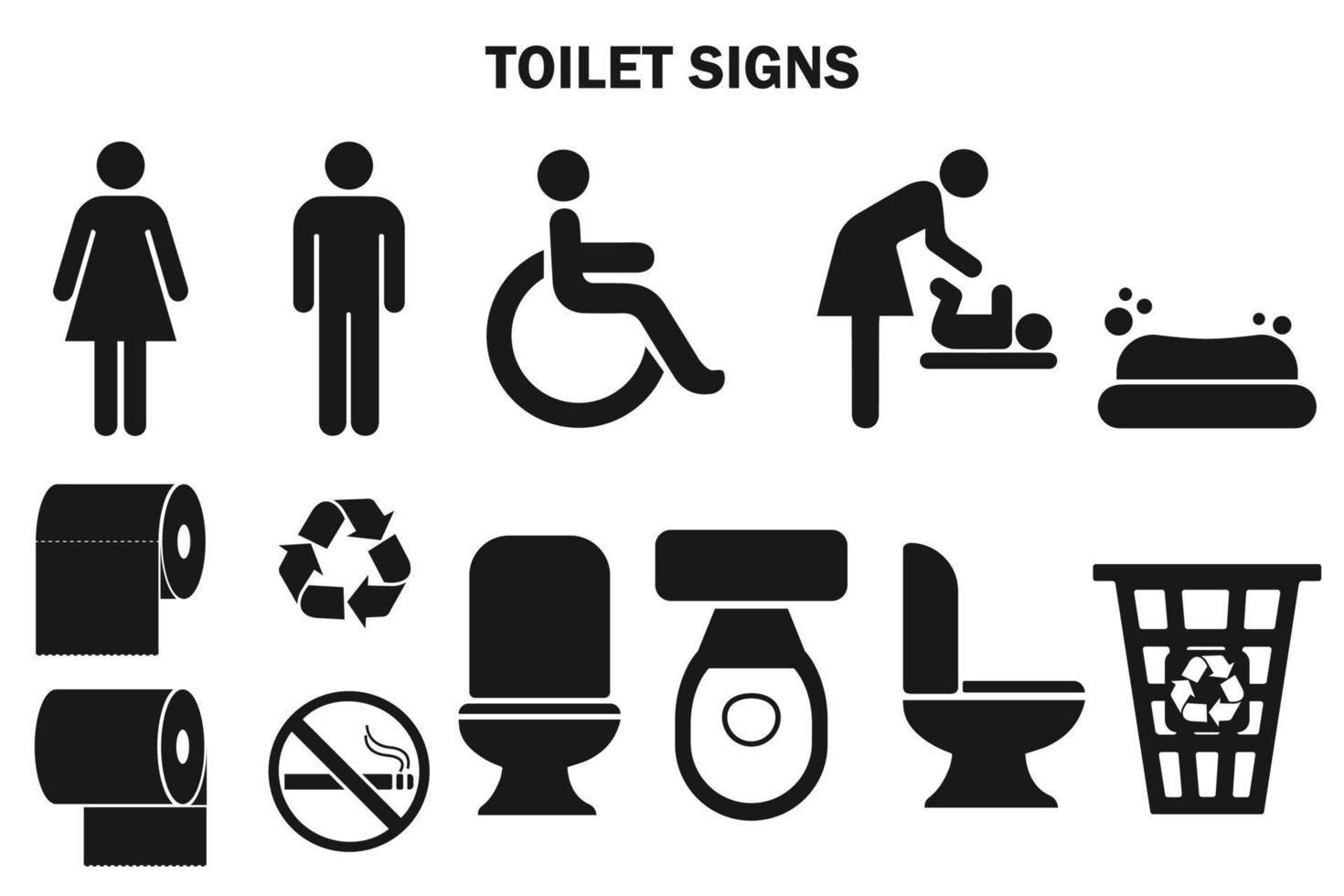 Toilet Signs Pack, wc, bathroom icons, vector icons pack