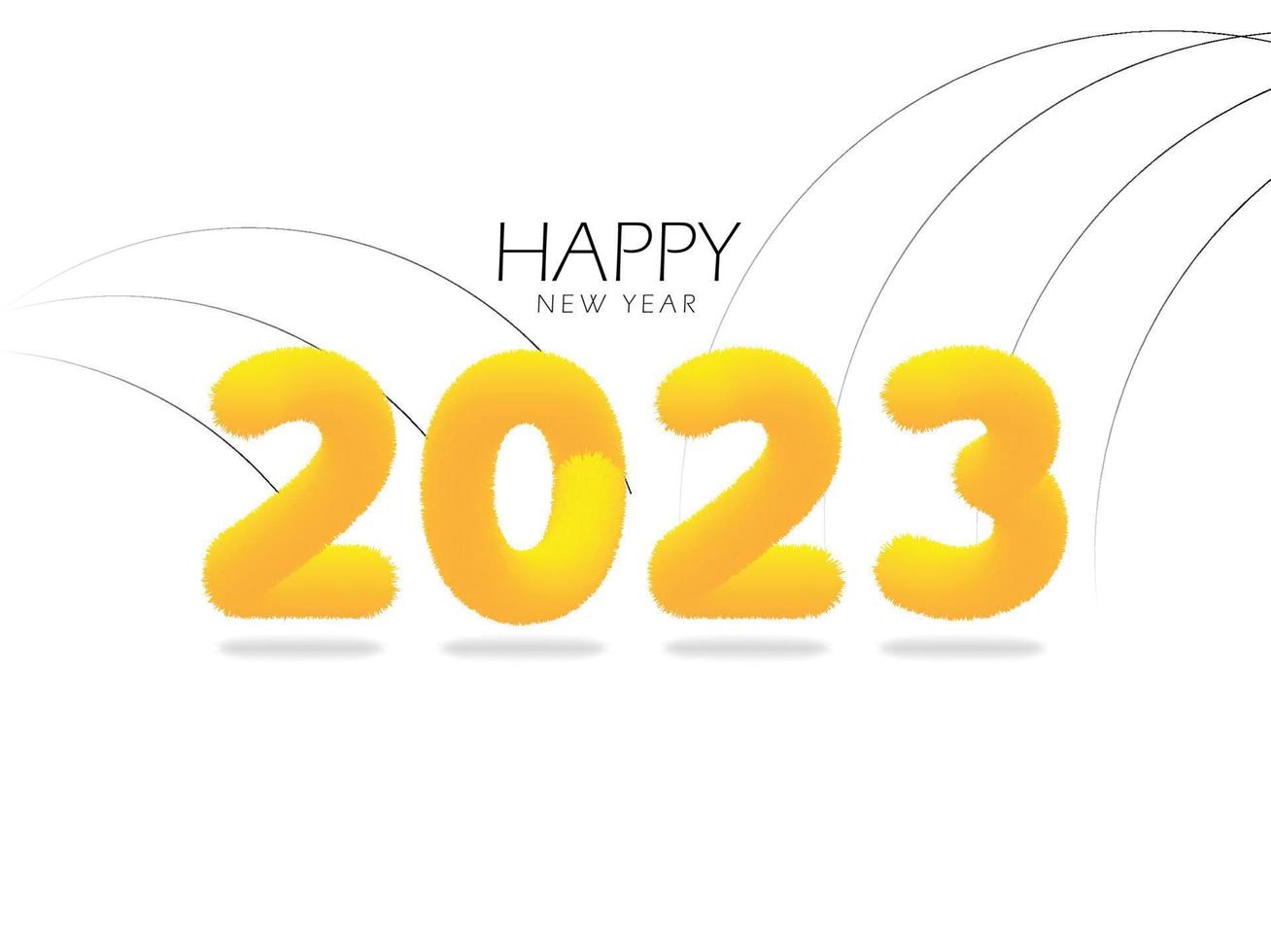 High Quality Happy New Year 2023 golden 3d fur text. background. logo vector