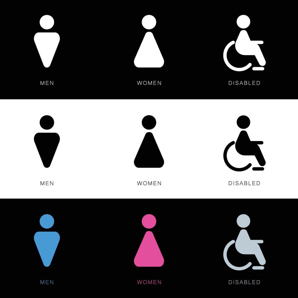 Toilet signs set for men and women restroom icon sign disabled wheelchair vector