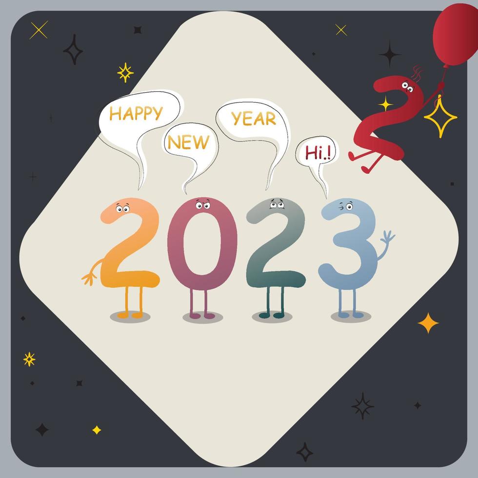 happy new year funny card, post, pro vector