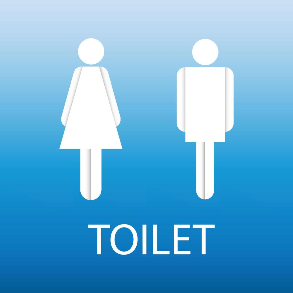 Toilet Sign in simple white color, blue background, vector pro