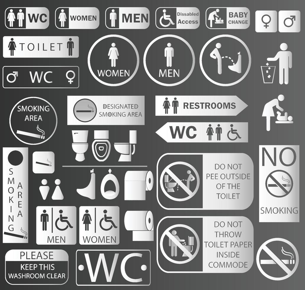 Toilet Signs pack, vector icons pack, bathroom icons set