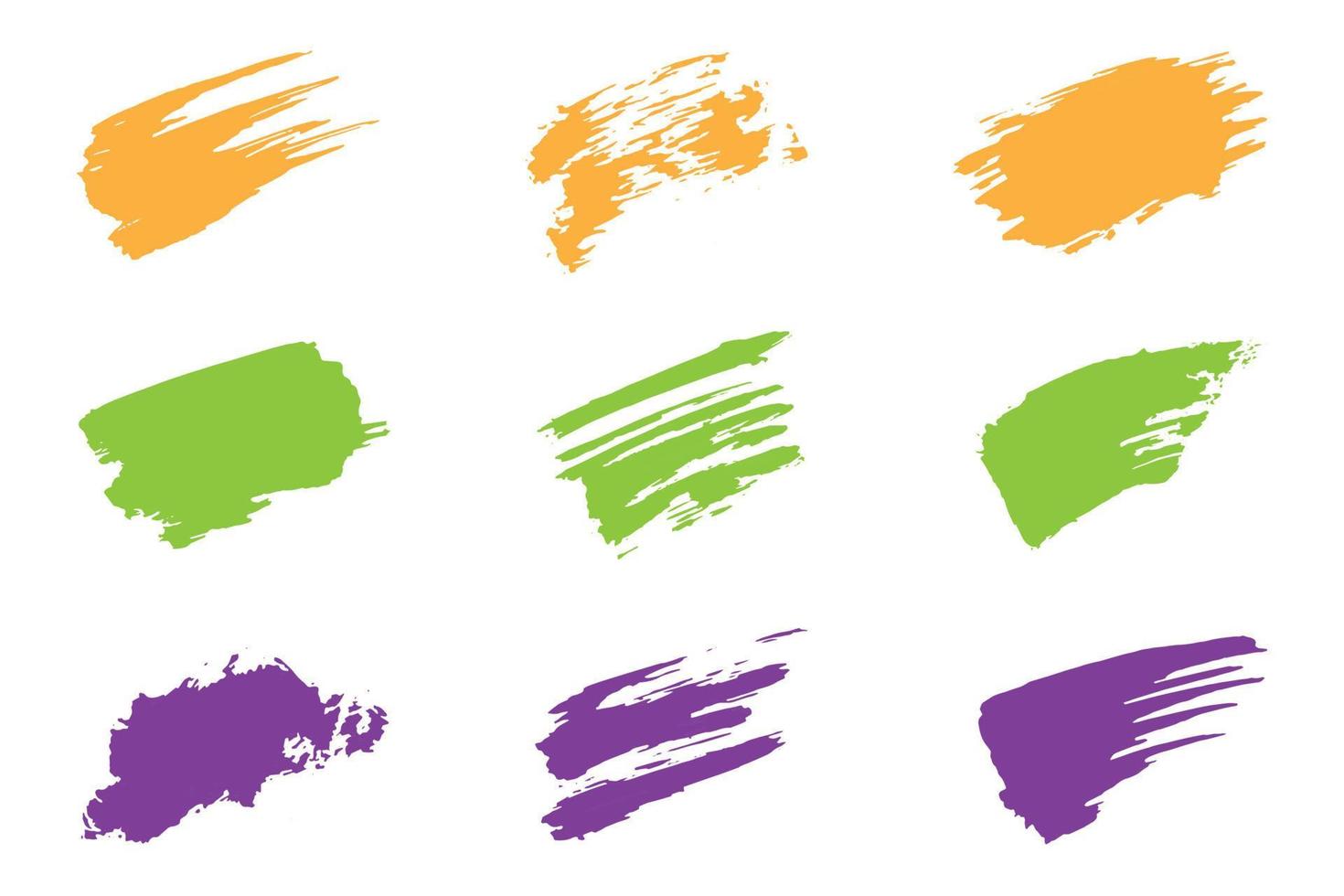 Colorful brush stroke set, grungy ink brush strokes, dirty strokes set vector