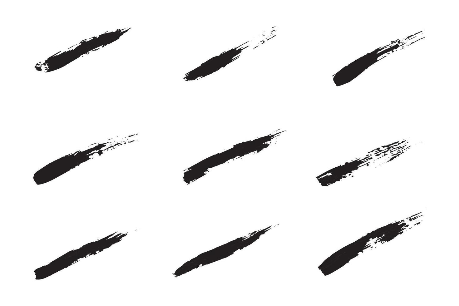 Colorful paint brush strokes, grungy ink strokes, multicolor paint stroke set vector