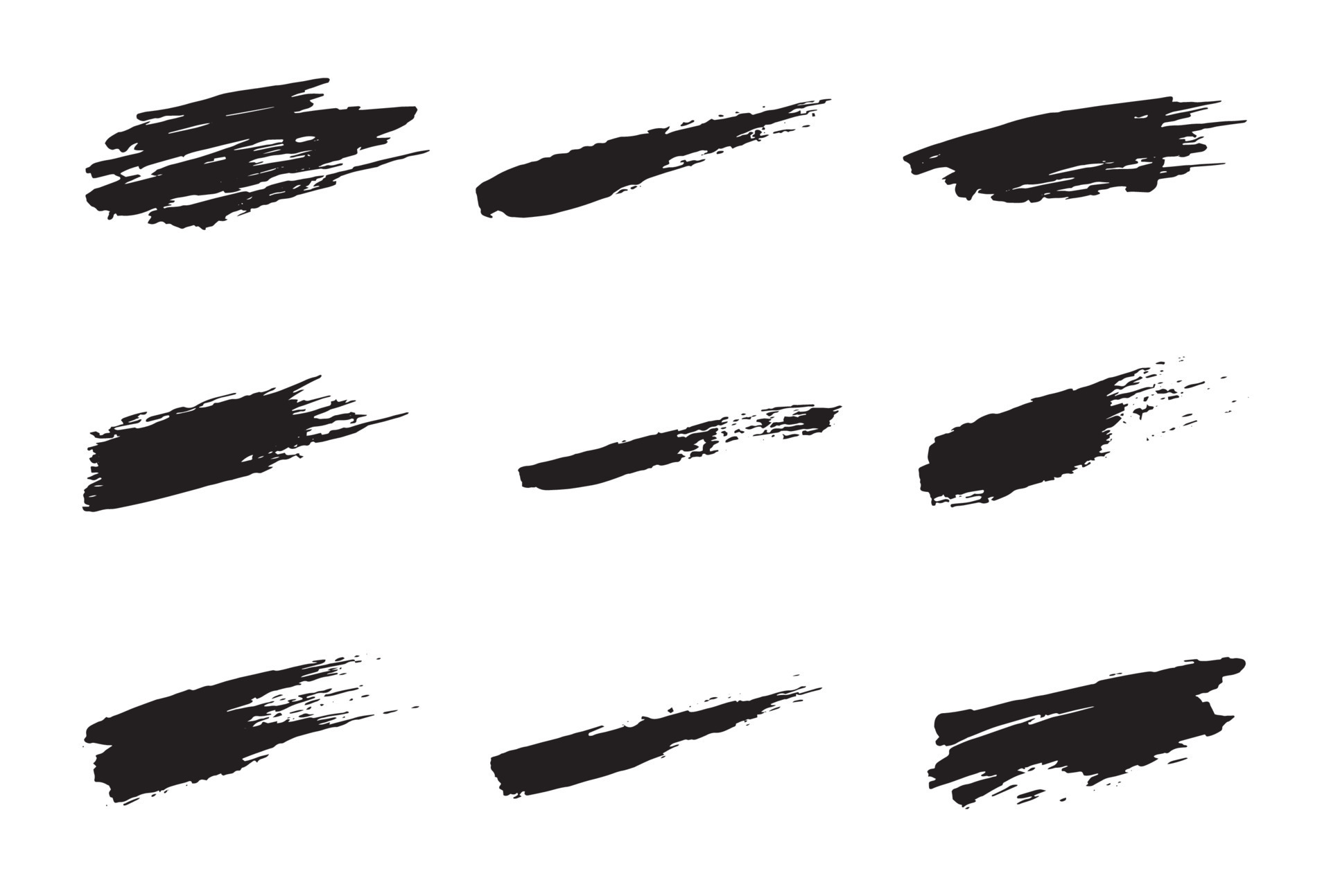 Paint brush stroke set, grunge brush stroke, ink brush stroke effect