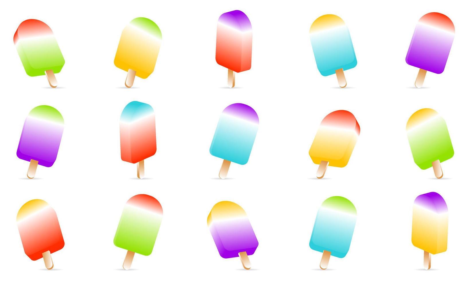 helado sobre fondo blanco. polos de hielo afrutados coloridos en dos sabores diferentes vector