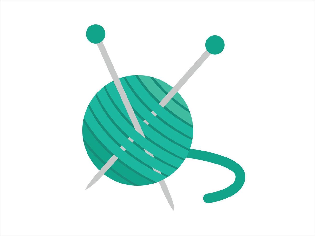 Knitting wool ball with knitting needles. Handmade. Vector illustration