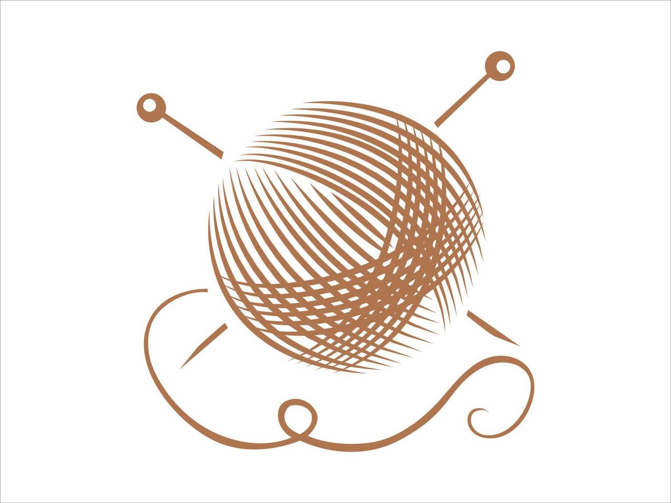 Knitting wool ball with knitting needles. Handmade. Vector illustration