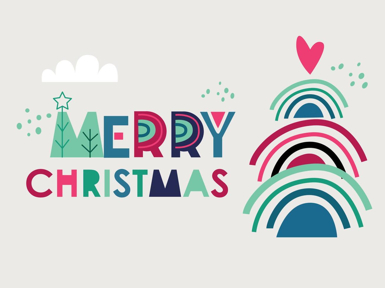 Christmas and New year with a Christmas tree, Christmas Eve toys. Modern Christmas design . Vector illustration.
