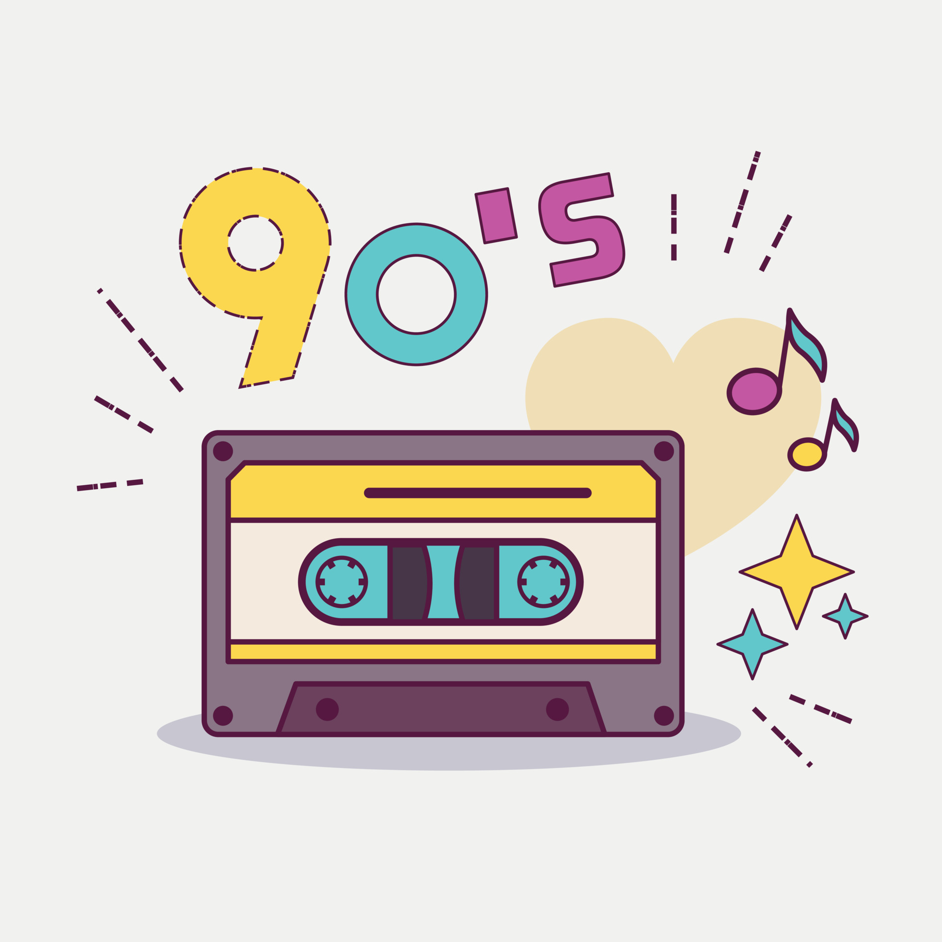 Vector Design style element collection 90s. Item from 90s cassette ...