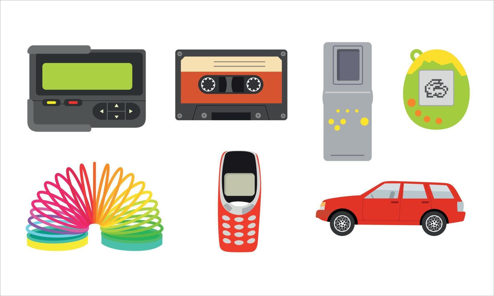 Vector Retro elements collection 90s. Items from 90s. USSR.