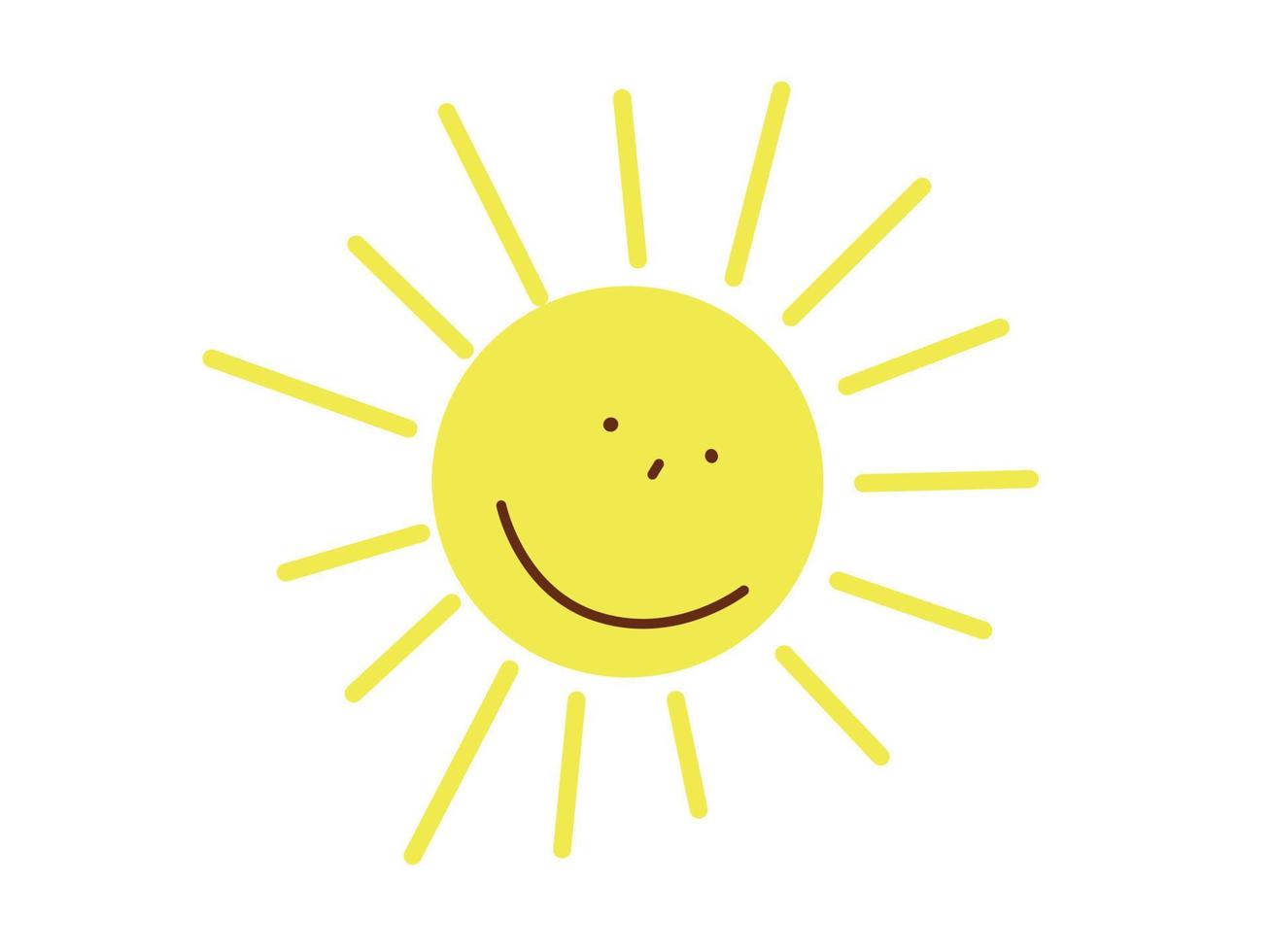Cute Smiling sun.  Flat Vector illustration.