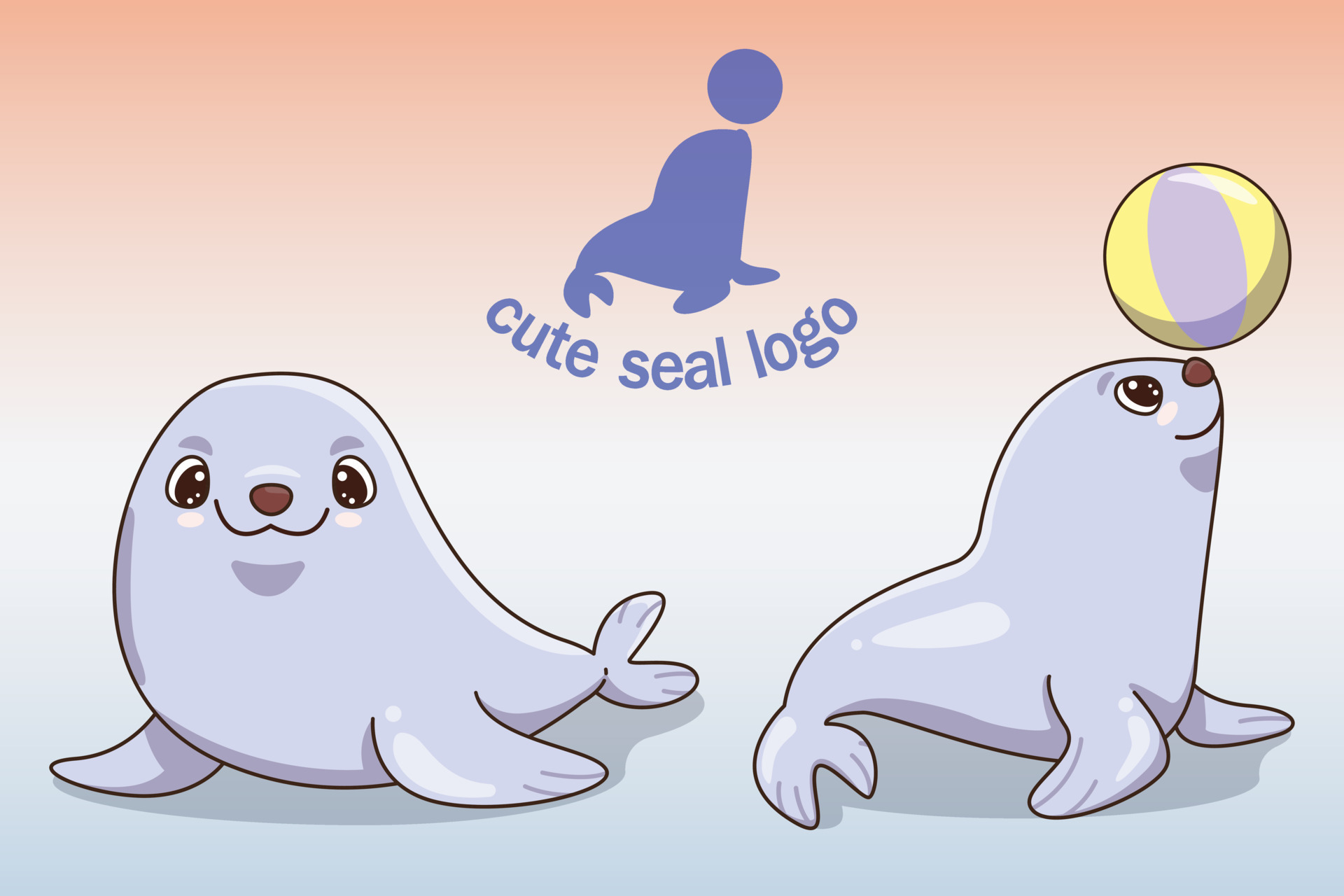 Cute baby seal character cartoon flat style, Woodland, Print Design
