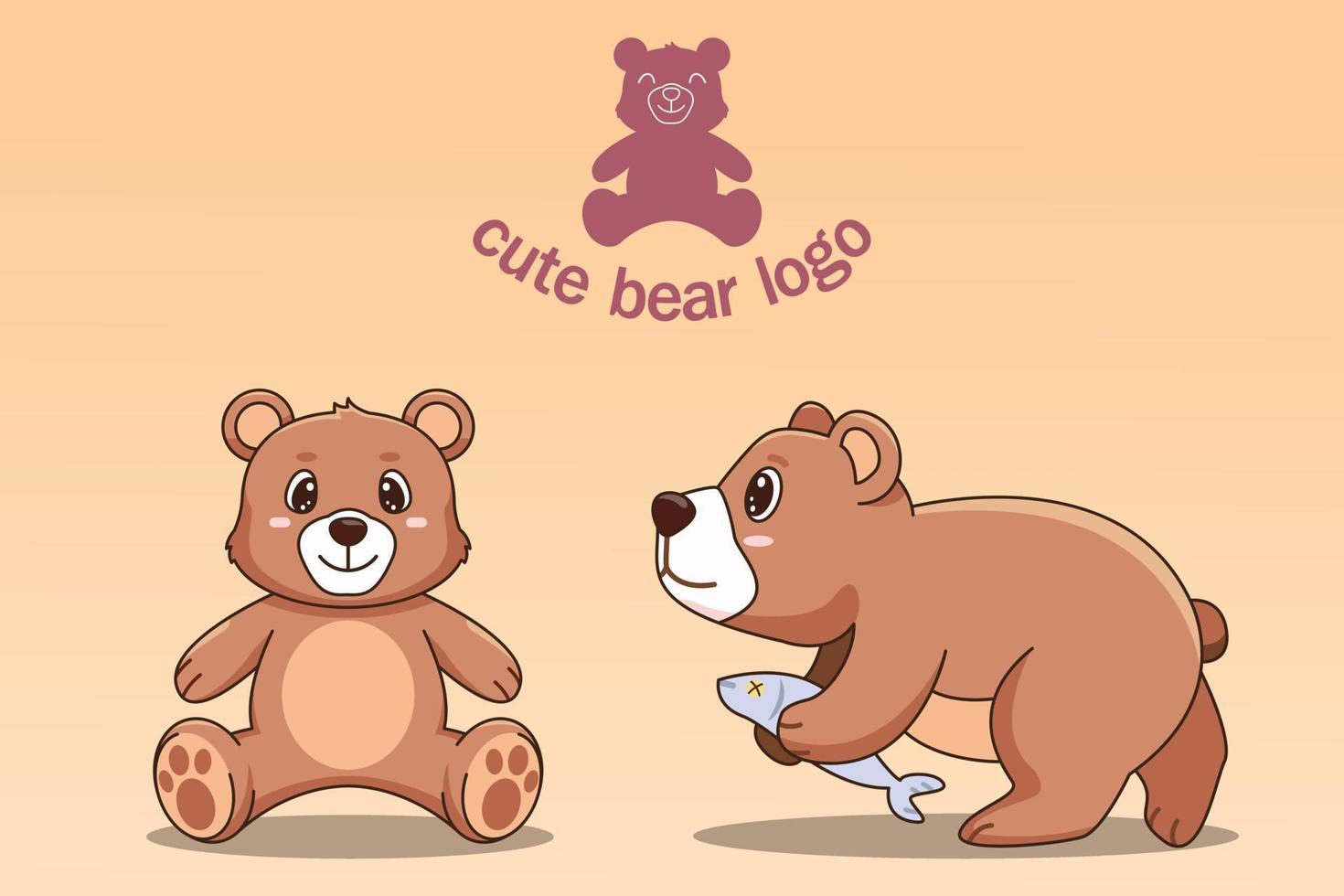 lindo bebé oso personaje caricatura estilo plano, bosque, diseño de impresión, ilustraciones vectoriales vector