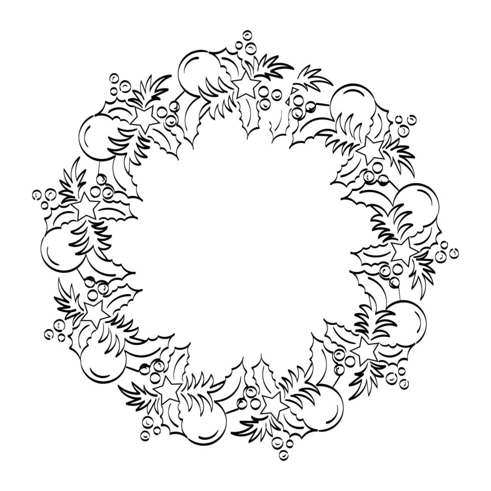 Christmas Wreath and garlands. Pattern Vintage Embroidery Design for print or use as party invitation, Greeting card, poster. vector