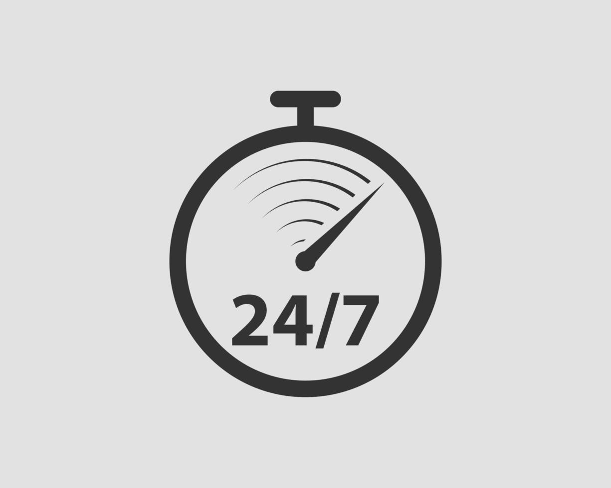 24 7 icon vector. 24 hour service clock. vector