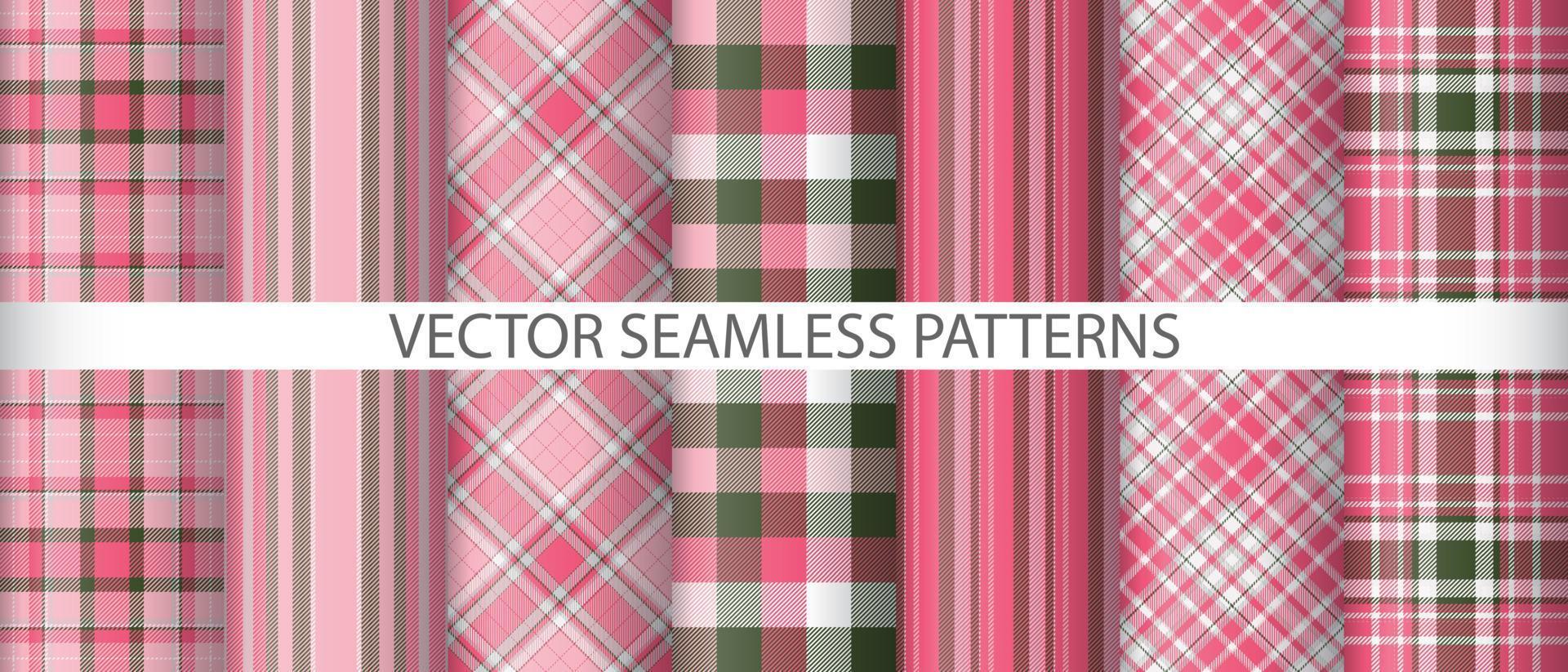 establecer un patrón textil sin costuras. tartán de textura a cuadros. tela de control de fondo vectorial. vector