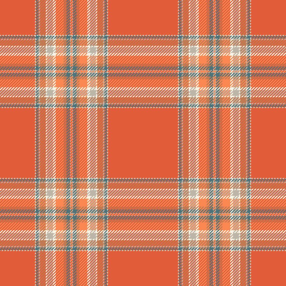 Plaid seamless pattern in orange. Check fabric texture. Vector textile print.