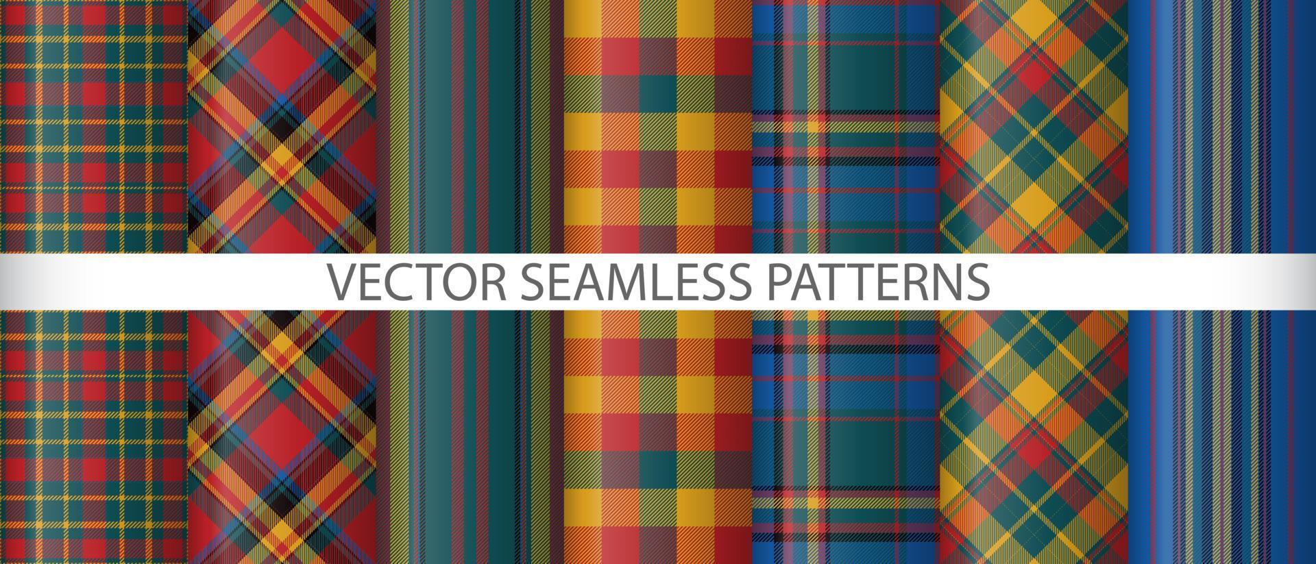 Set pattern texture background. Tartan textile vector. Seamless fabric check plaid. vector