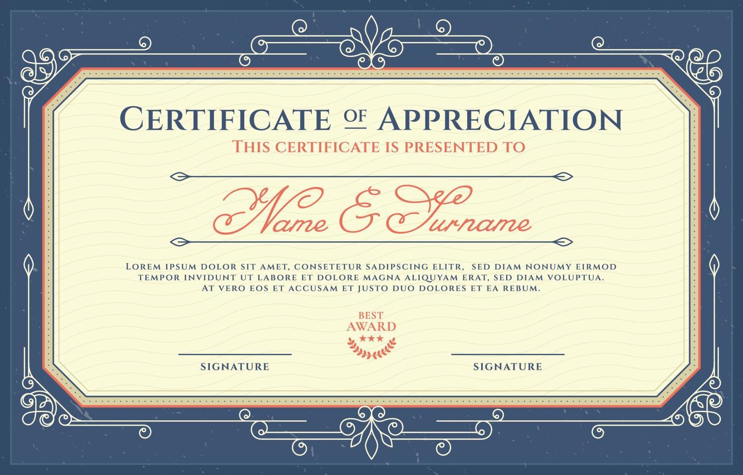 Victorian Classic Certificate Template vector