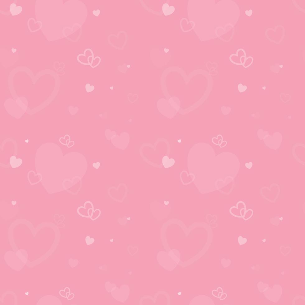 Cartoon cute vector seamless pattern on valentine's day theme. Blurred hearts of different sizes and shapes on a pink background. Background decoration.