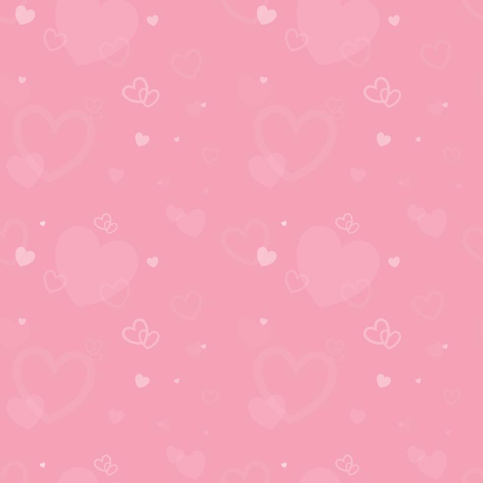 dibujos animados lindo vector de patrones sin fisuras en el tema del día de san valentín. corazones borrosos de diferentes tamaños y formas sobre un fondo rosa. decoración de fondo.