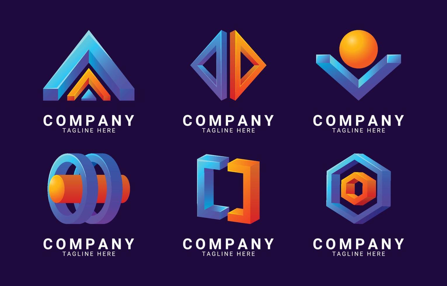 3D Geometric Logo Collection vector