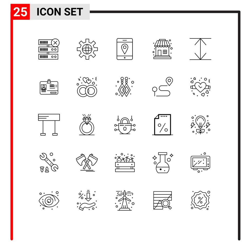 25 Creative Icons Modern Signs and Symbols of identity pass maps expand sale Editable Vector Design Elements