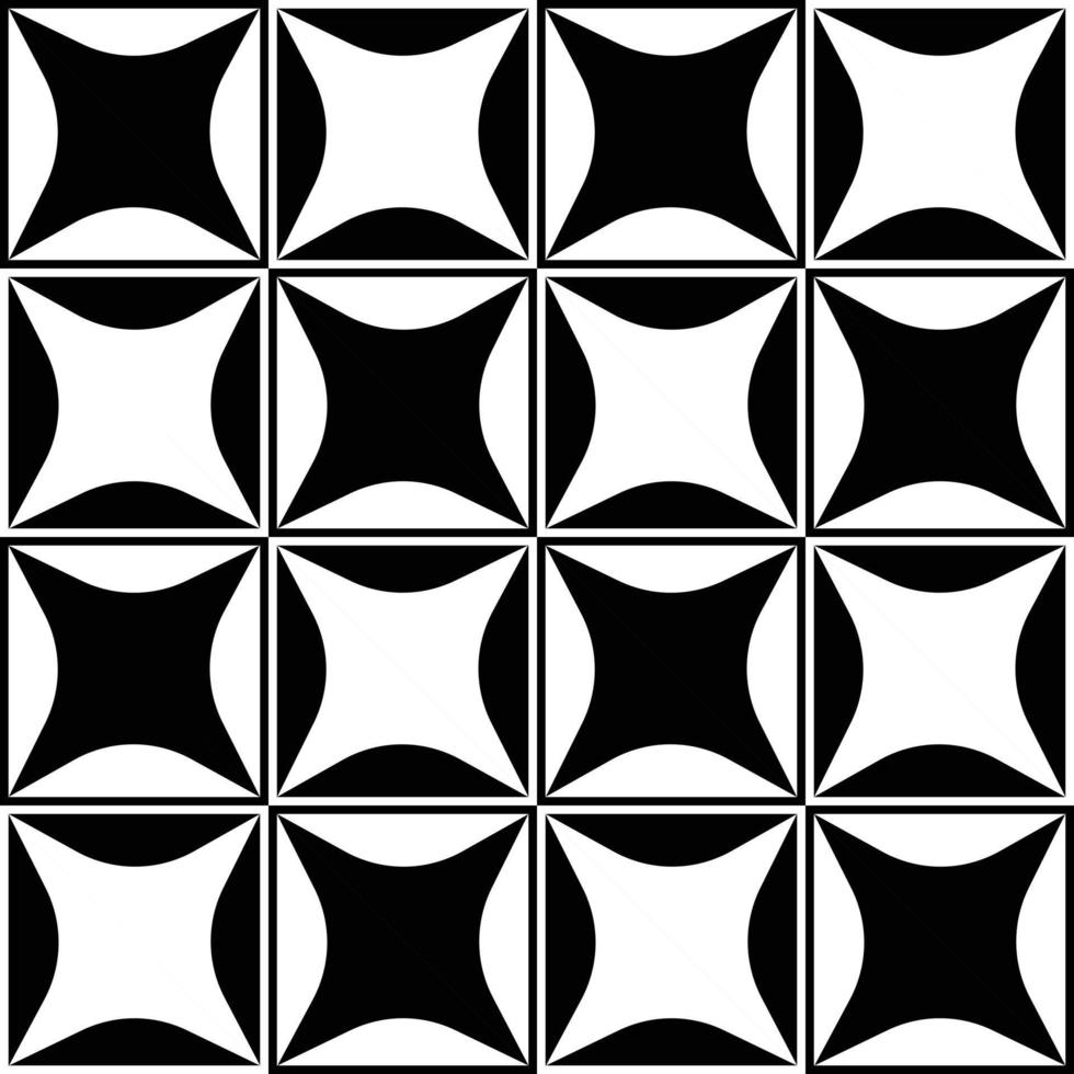 Black-white star and square block pattern seamless background vector