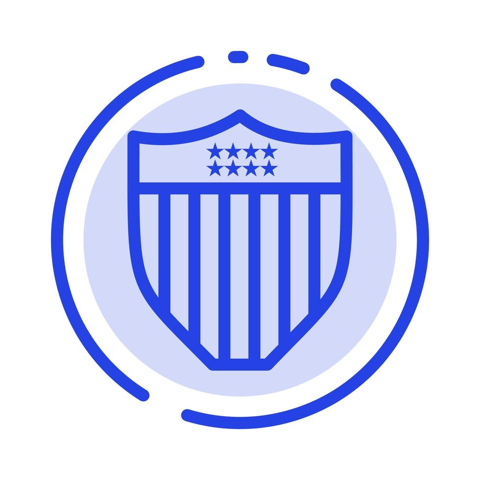escudo americano seguridad estados unidos azul línea punteada icono de línea vector