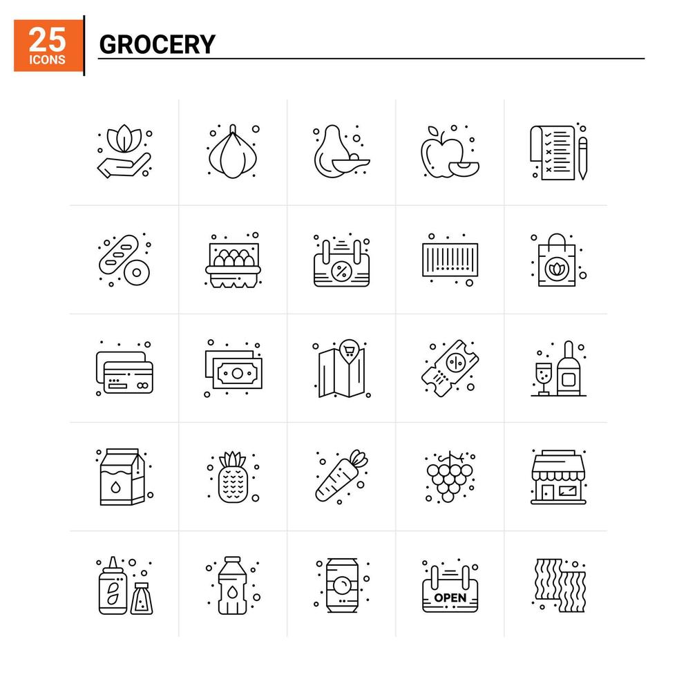 25 Grocery icon set vector background