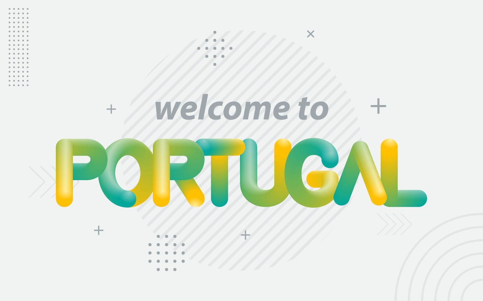 bienvenido a Portugal. tipografía creativa con efecto de mezcla 3d vector