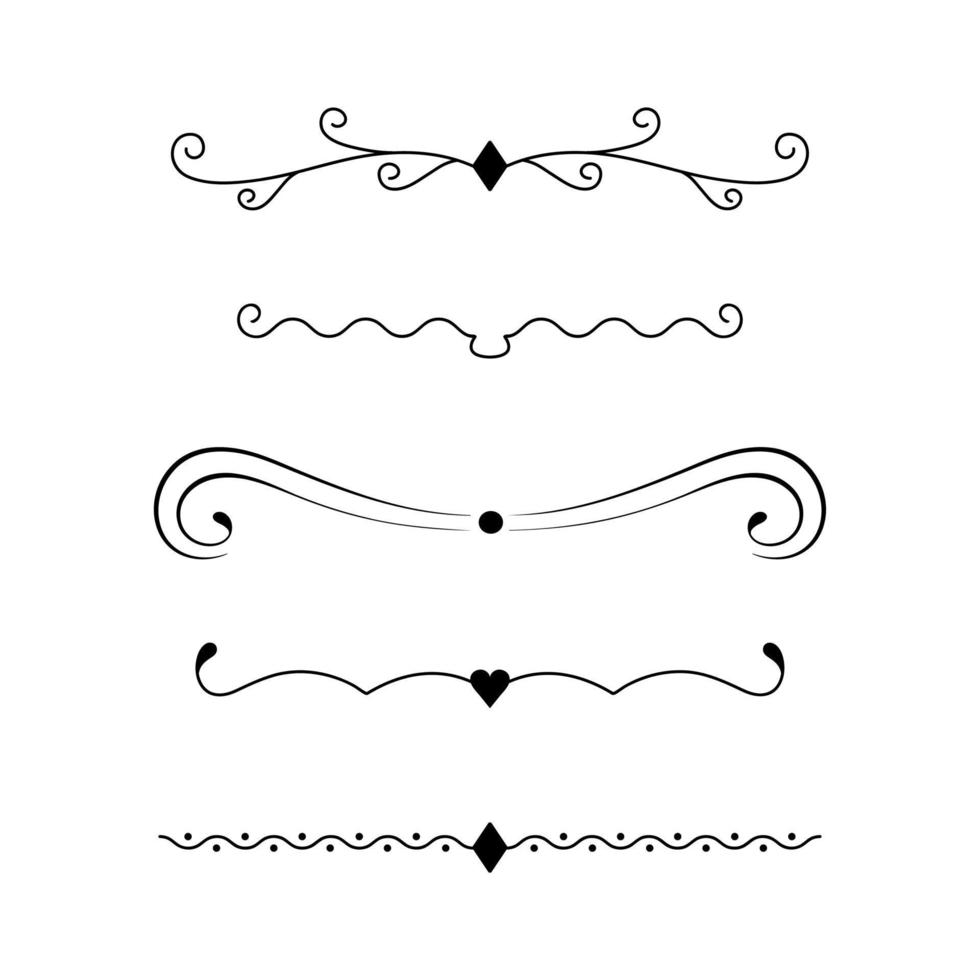 conjunto de divisores decorativos, bordes, líneas. elementos vectoriales para decoración de texto vector
